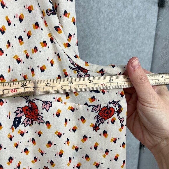 ModCloth A Grace of Ones Own Chiffon Blouse Size 4X Ivory Floral Print Ruffle - Picture 12 of 13